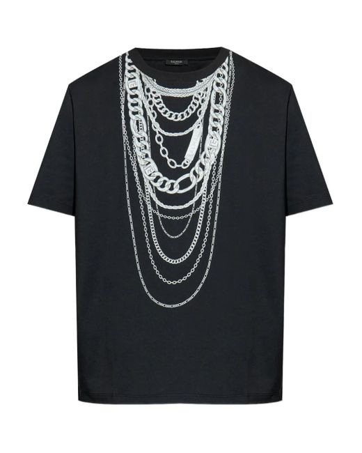 Balmain Black Printed T-Shirt for men