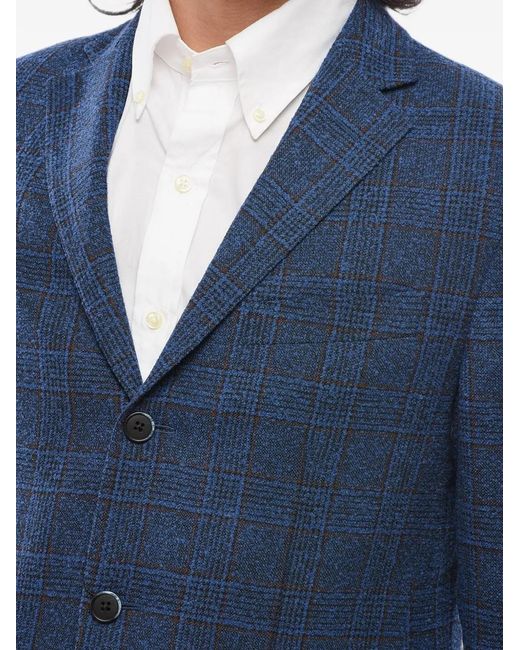 Corneliani Blue Checked Single-Breasted Blazer for men