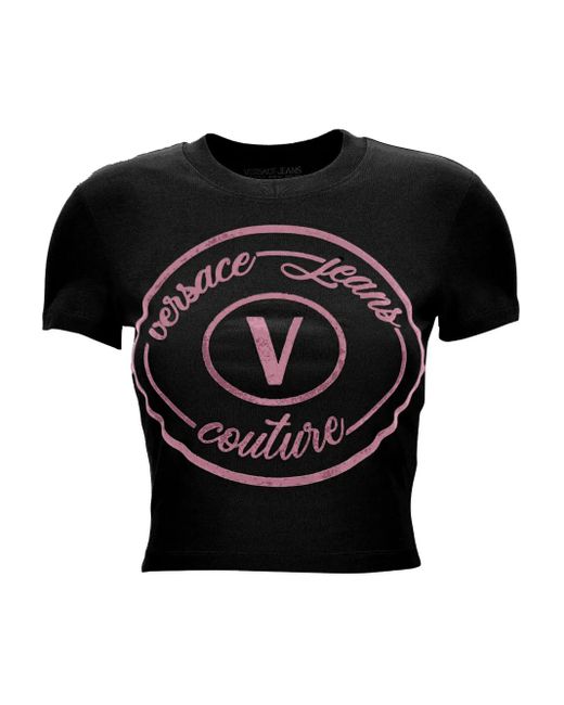 Versace Jeans Couture Black Logo-Print T-Shirt