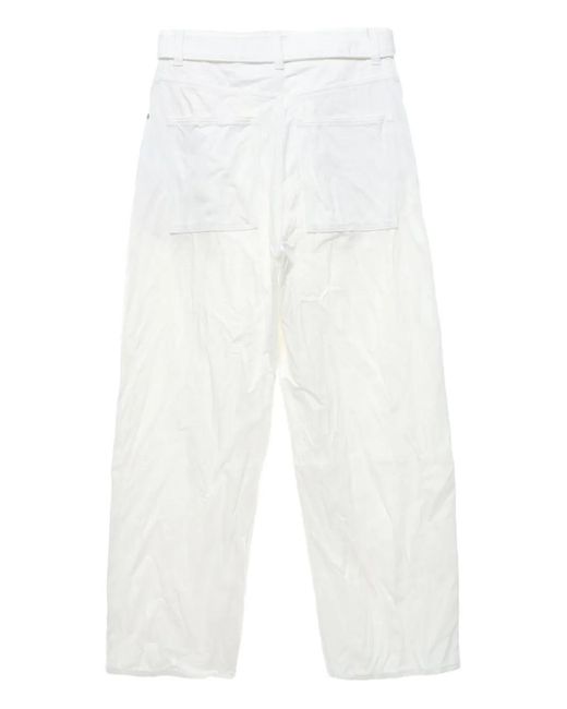 Studio Nicholson White Crinkled Belted Jeans
