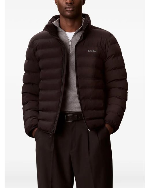 Calvin Klein Black Quilted Logo-Print Jacket for men