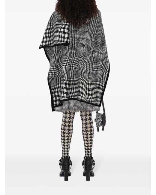 Burberry Black Short-sleeve Houndstooth-pattern Cape