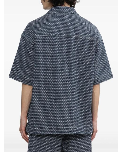 FIVE CM Blue Geometric-Print Cotton Shirt for men