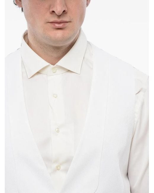 Corneliani White Martingale-Back Single-Breasted Waistcoat for men
