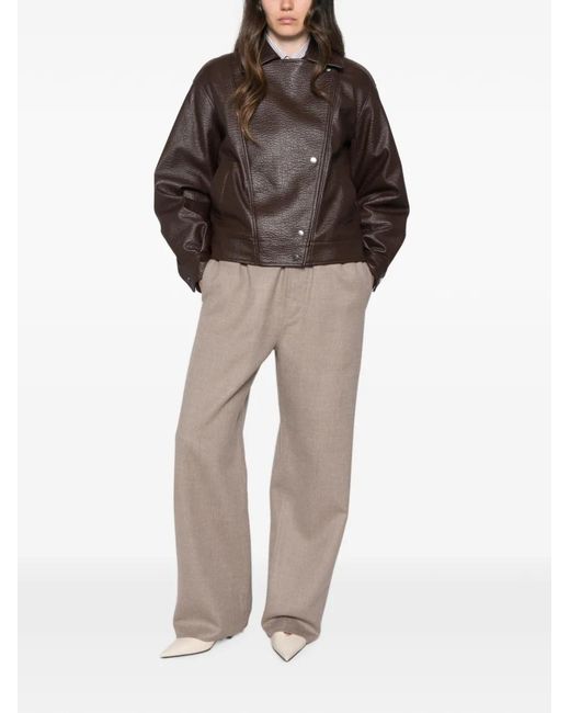 Twinset Brown Textured Press-Stud Jacket