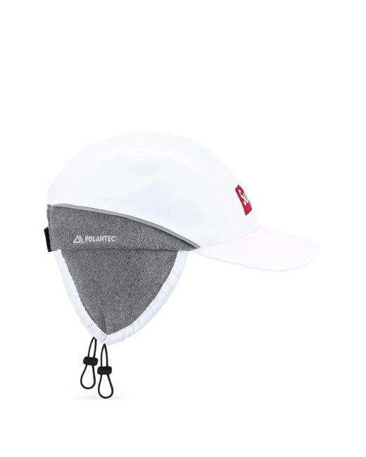 Supreme White Lined Earflap Camp Cap for men
