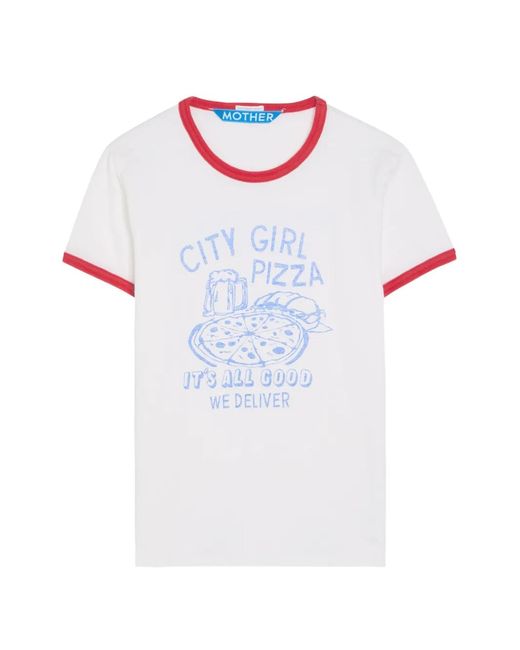 Mother White Lil Goodie Ringer T-Shirt