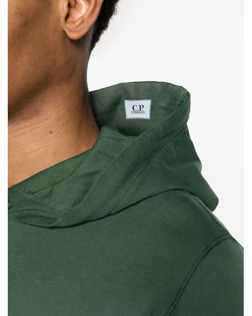C P Company Green Lens-detailed Cotton Hoodie for men