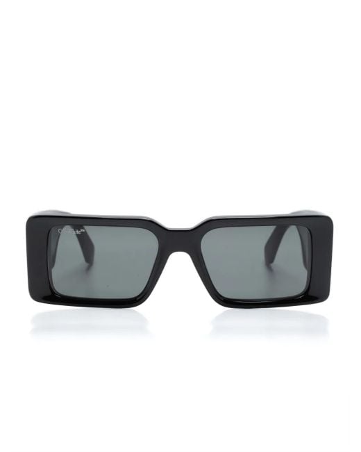 Off-White c/o Virgil Abloh Gray Logo-Engraved Rectangle-Frame Sunglasses for men