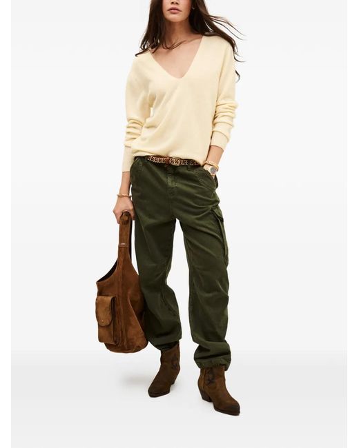 Ba&sh Natural Sollene V-Neck Knitted Top