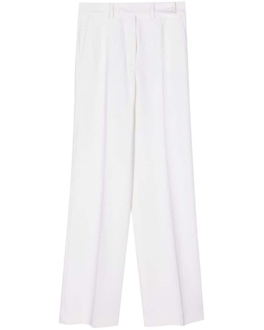 Kiton White Virgin Wool Tailored Trousers