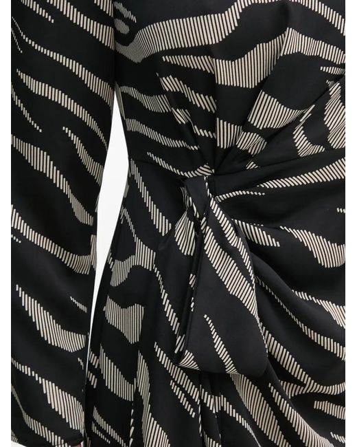 DKNY Black Zebra-Print Puff-Sleeve Mini Dress