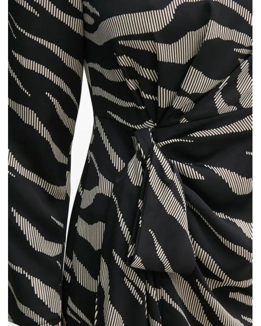 DKNY Black Zebra-Print Puff-Sleeve Mini Dress