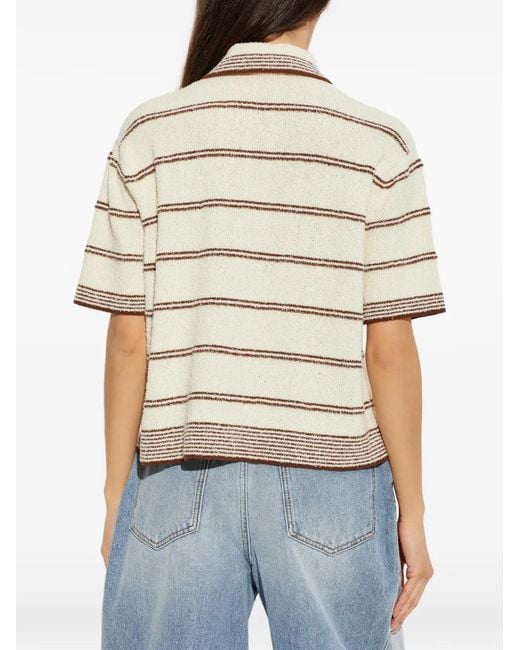 Rohe White Striped Polo Top