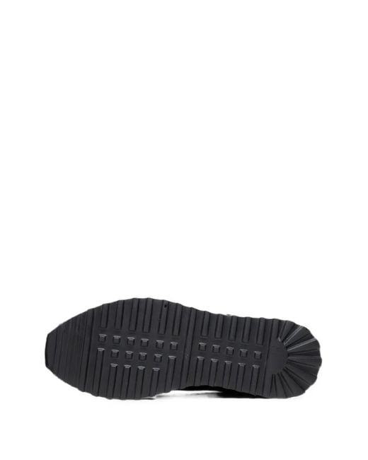 Poche Paris Black Panelled Lace-Up Sneakers for men
