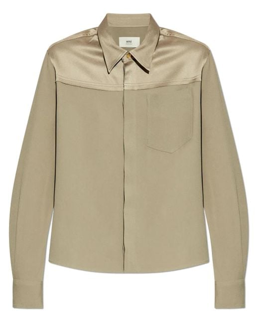 AMI Natural Taupe Shirt With Golden Buttons