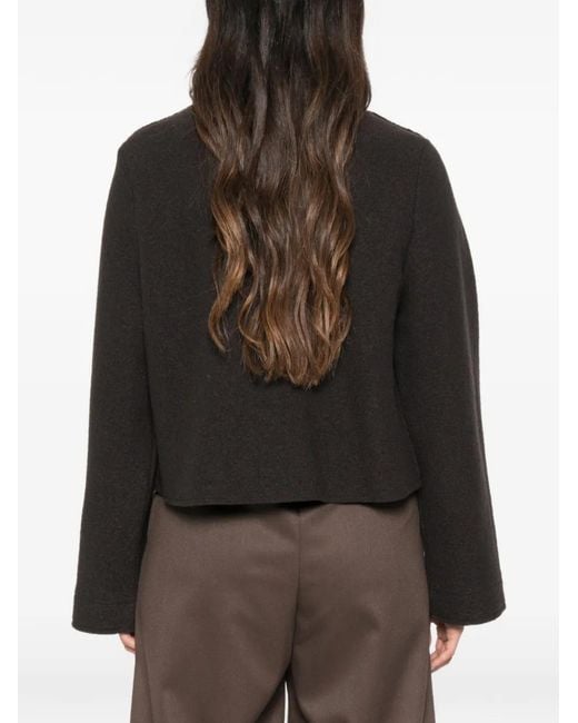 Whyci Black High-Neck Cropped Coat