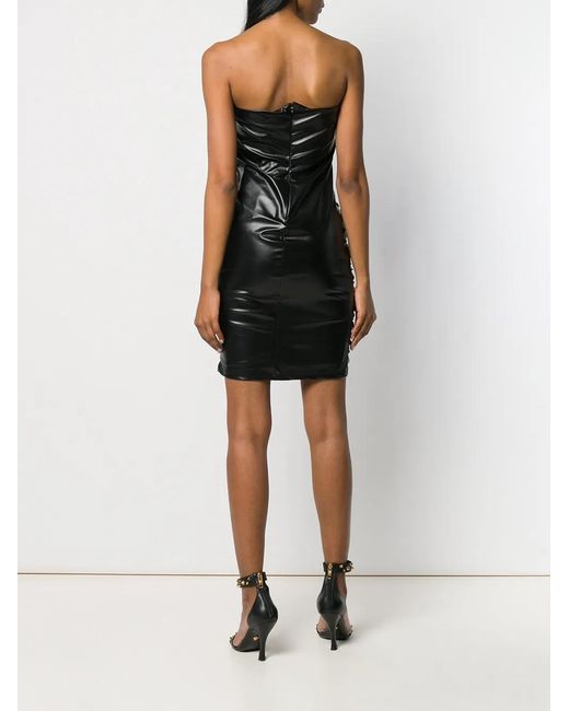 Philipp Plein Black Ruched Cocktail Dress