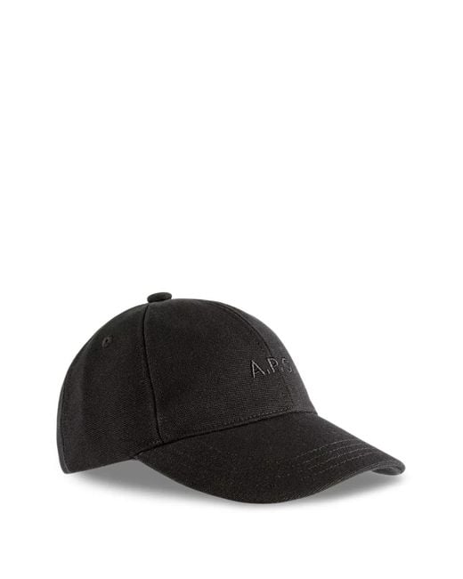 A.P.C. Black Casquette Charlie À Logo Brodé