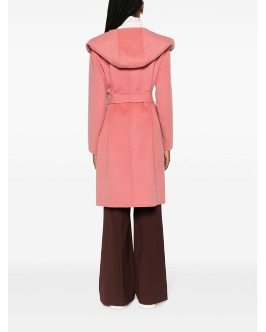 Max Mara Pink Priscilla Belted Hooded Coat