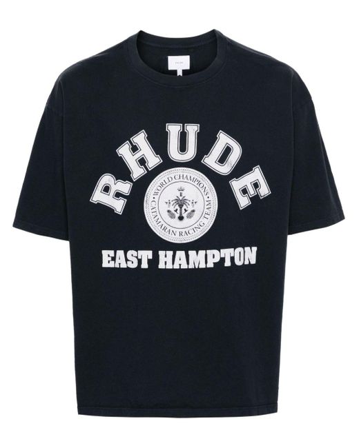 Rhude Blue Hampton Catamaran Logo-Print T-Shirt for men