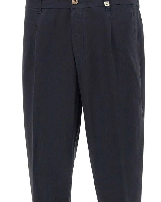 Myths Blue Single-Pleat Wool Trousers for men