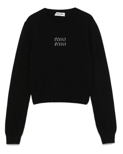 Miu Miu Black Logo-Embellished Sweater