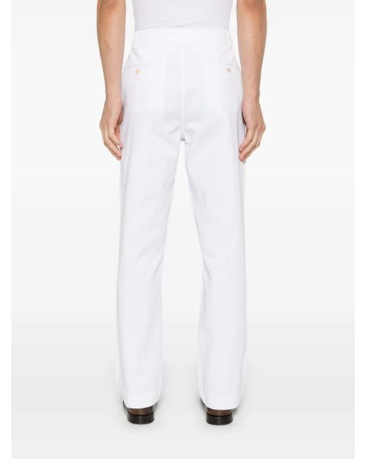 Fursac White Cotton Twill Chinos for men