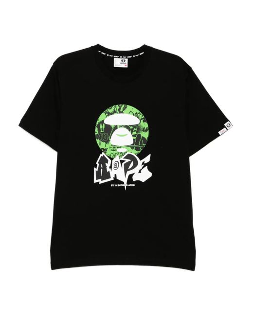Aape By A Bathing Ape T-Shirt Met Maangezicht Logo in het Black voor heren