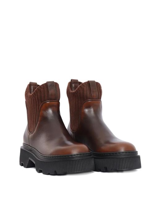 Santoni Brown Ribbed Mountain Boots
