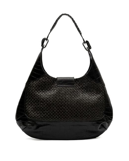 Isla Black Moon Woven Embossed Shoulder Bag