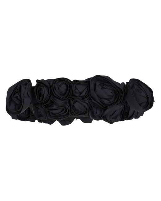 Giambattista Valli Black Rose-embellished Cropped Top