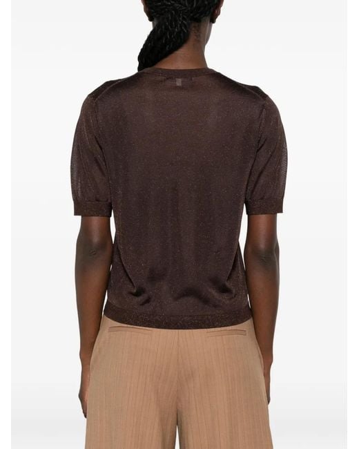 Maje Brown Short-Sleeve Metallic-Effect T-Shirt (Set Of Two)