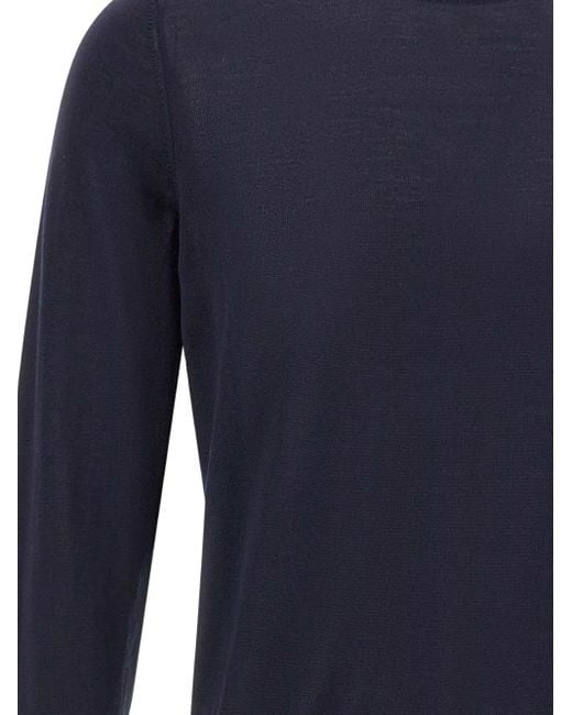 Gran Sasso Blue Crew-Neck Ribbed-Edge Sweater for men