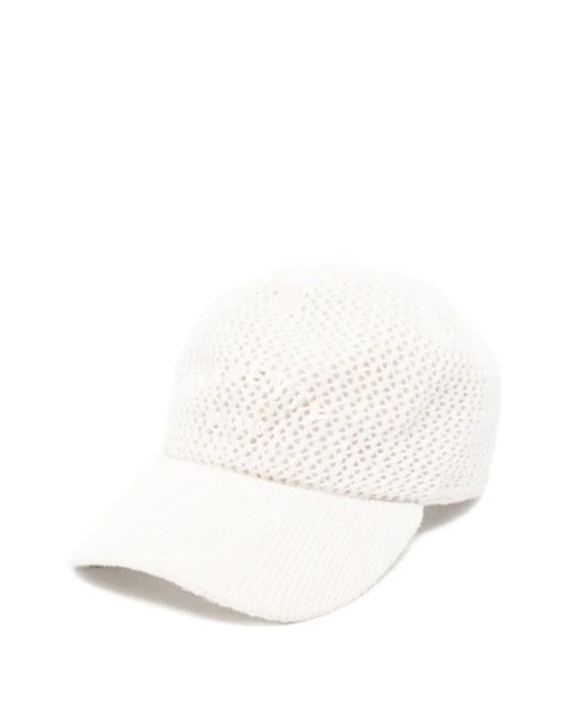 Eleventy White Knitted Baseball Cap for men