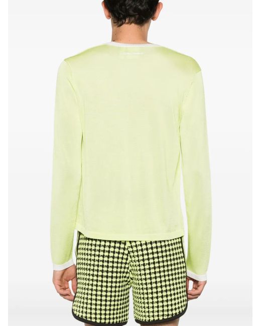 Adidas Yellow 3-Stripes Crew-Neck Sweater