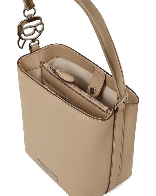 Karl Lagerfeld White Small Logo-Plaque Bucket Bag