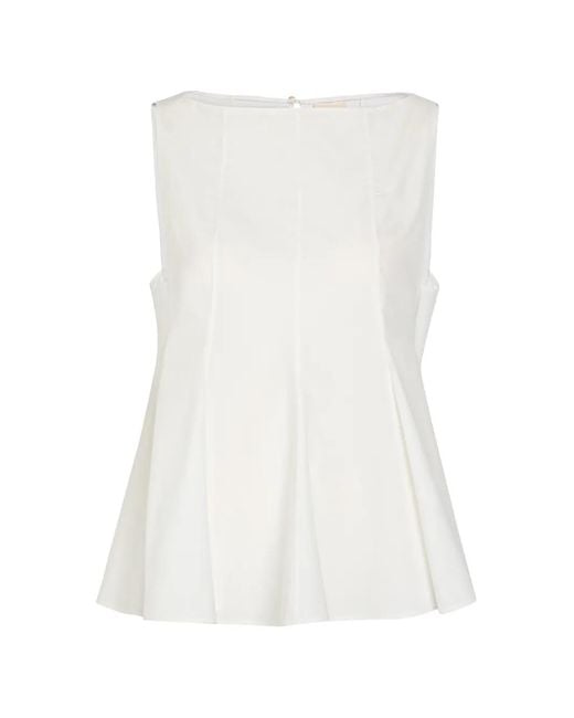 Khaite White Marita Peplum-Hem Blouse