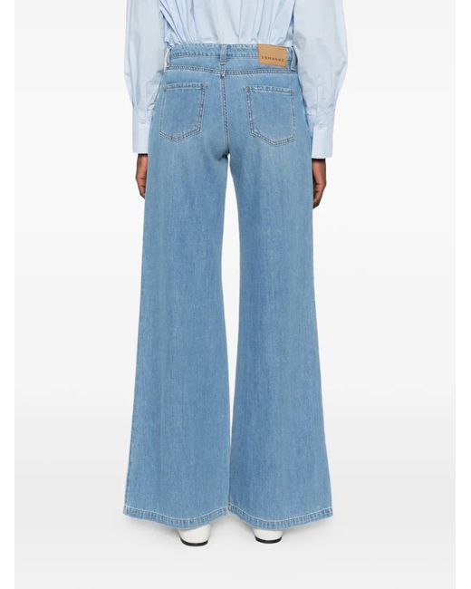 ERMANNO FIRENZE Blue Five-Pocket Wide Leg Jeans