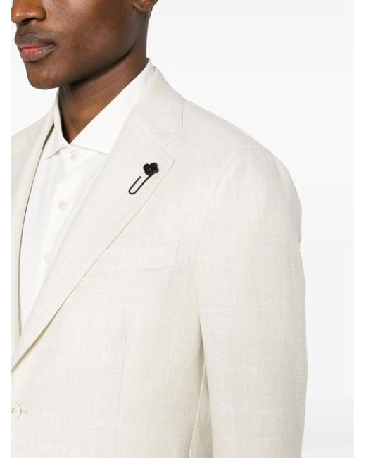 Lardini White Basket-Weave Single-Breasted Blazer for men