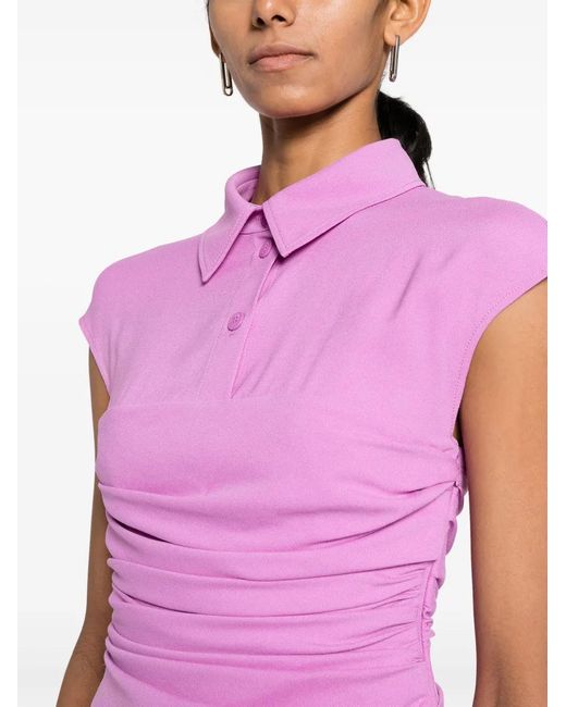 Moschino Purple Ruched-Bodice Polo Minidress