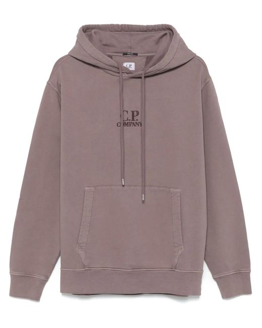 C P Company Purple Logo-Embroidered Hoodie