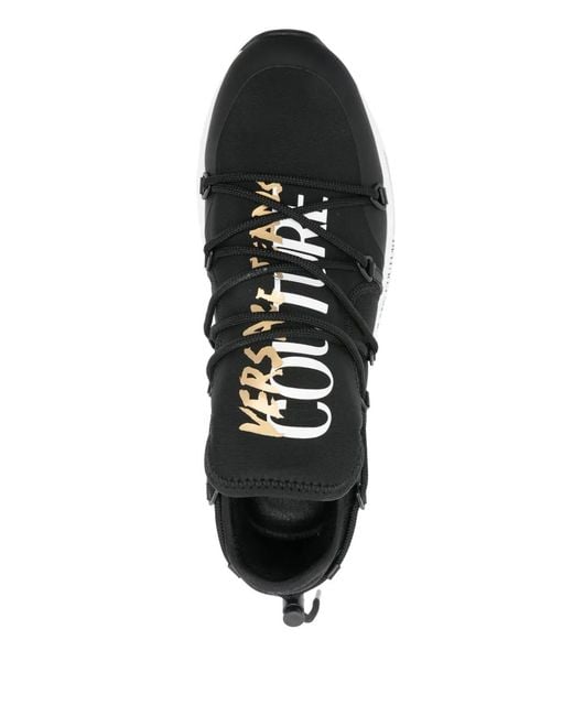 Versace Jeans Couture Black Logo-Print Sneakers for men