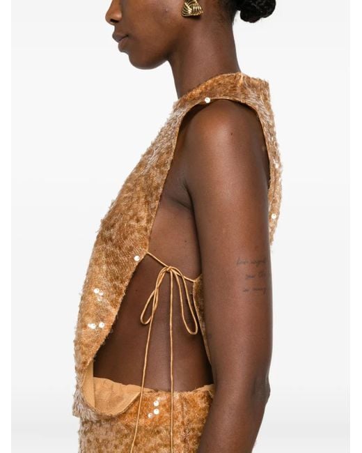 Christopher Esber Natural Illuminate Sequin-Embellished Gown