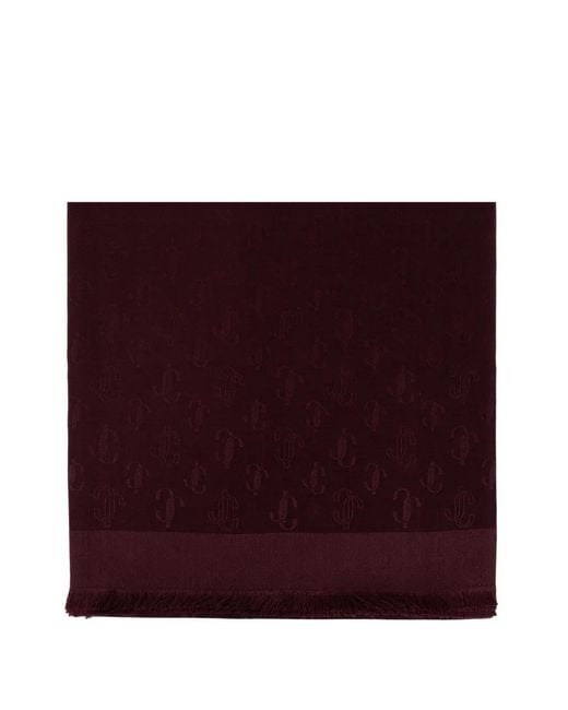 Jimmy Choo Purple Monogram Frayed Scarf