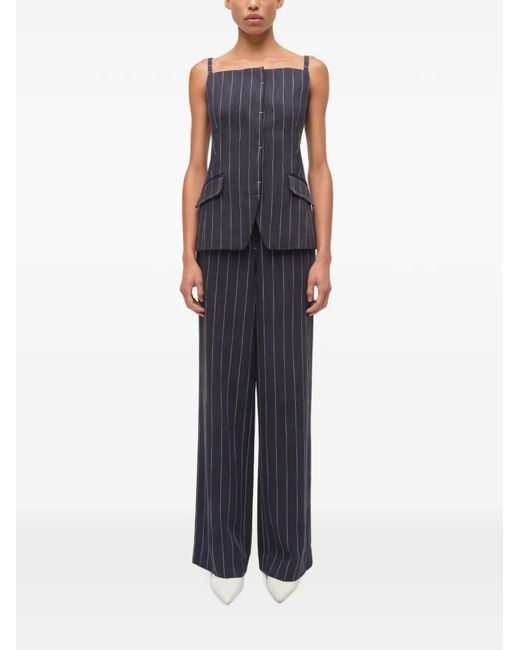 Jonathan Simkhai Blue Pinstripe-Patterned Trousers
