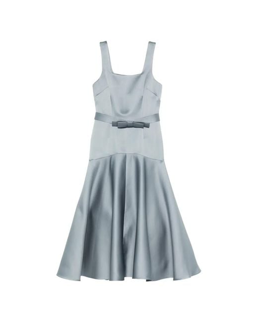 P.A.R.O.S.H. Blue Square-Neck Midi Dress