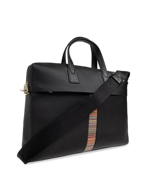 Paul Smith Black Stripe-Detailing Laptop Bag for men