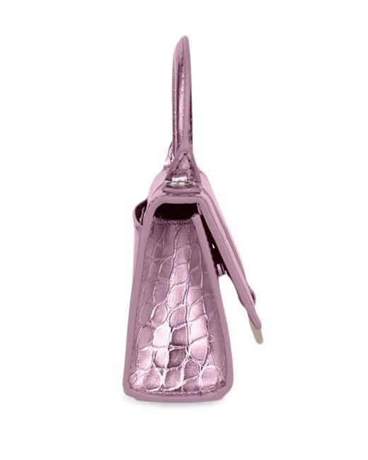 Balenciaga Purple Hourglass Mini Metallic Handbag