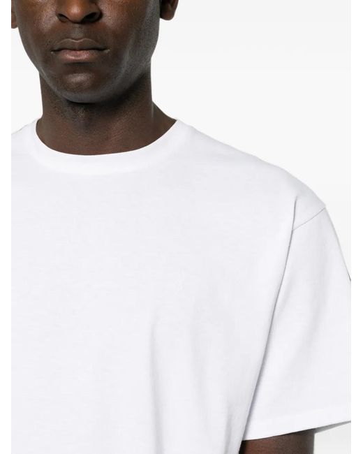 Saint Laurent White Logo-Embroidered T-Shirt for men